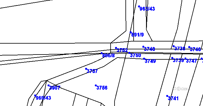 Parcela st. 896/8 v KÚ Medlov u Zborovic, Katastrální mapa
