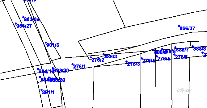 Parcela st. 888/3 v KÚ Medlov u Zborovic, Katastrální mapa