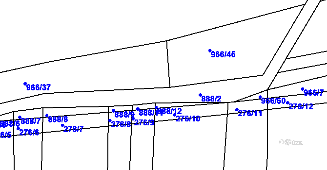 Parcela st. 888/4 v KÚ Medlov u Zborovic, Katastrální mapa
