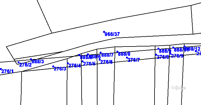 Parcela st. 888/7 v KÚ Medlov u Zborovic, Katastrální mapa