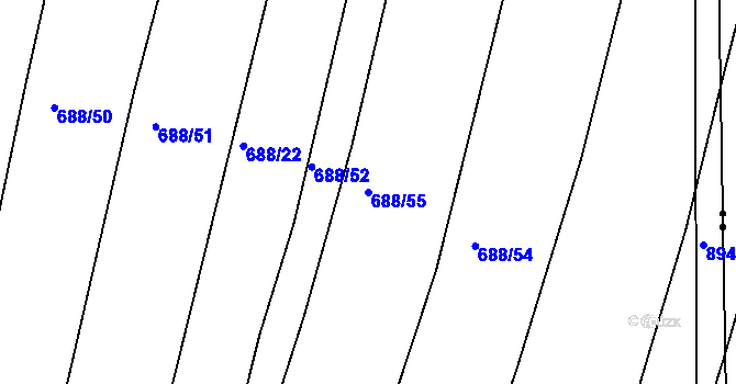 Parcela st. 688/55 v KÚ Medlov u Zborovic, Katastrální mapa