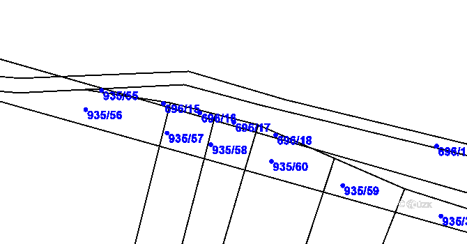 Parcela st. 696/17 v KÚ Medlov u Zborovic, Katastrální mapa