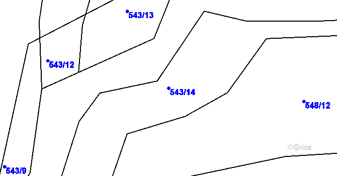 Parcela st. 543/14 v KÚ Medlov u Zborovic, Katastrální mapa