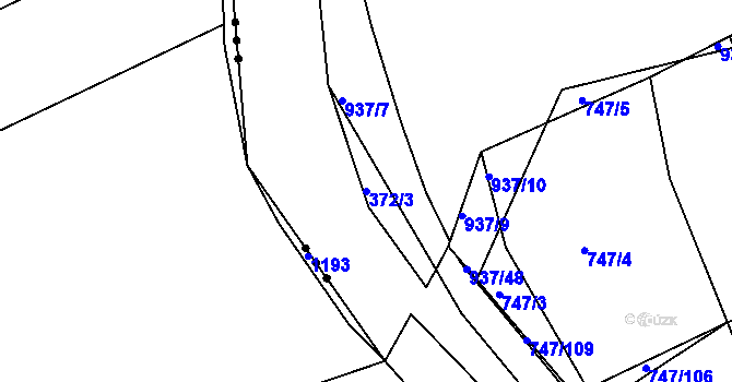 Parcela st. 372/3 v KÚ Medlov u Zborovic, Katastrální mapa