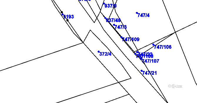 Parcela st. 372/4 v KÚ Medlov u Zborovic, Katastrální mapa