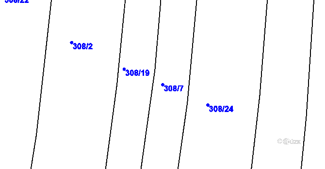 Parcela st. 308/7 v KÚ Medlov u Zborovic, Katastrální mapa