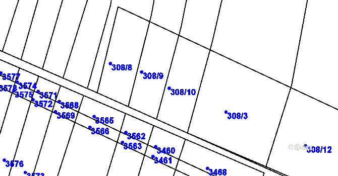 Parcela st. 308/10 v KÚ Medlov u Zborovic, Katastrální mapa