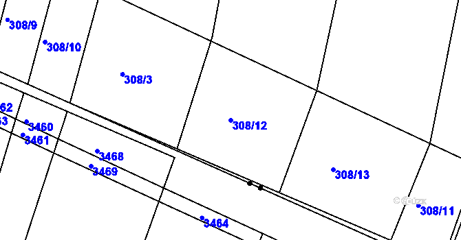 Parcela st. 308/12 v KÚ Medlov u Zborovic, Katastrální mapa