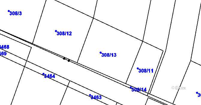 Parcela st. 308/13 v KÚ Medlov u Zborovic, Katastrální mapa