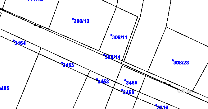 Parcela st. 308/14 v KÚ Medlov u Zborovic, Katastrální mapa