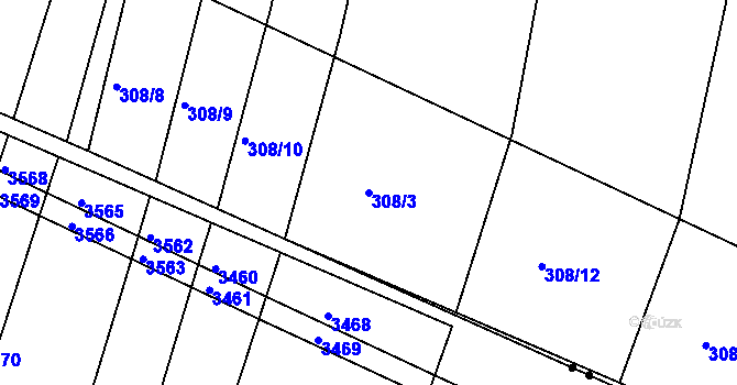 Parcela st. 308/3 v KÚ Medlov u Zborovic, Katastrální mapa