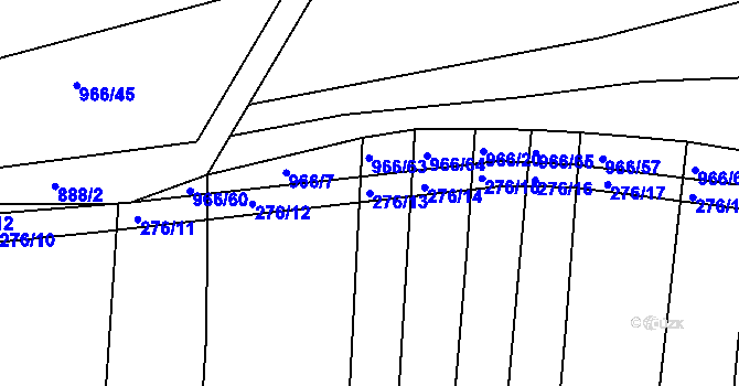 Parcela st. 276/13 v KÚ Medlov u Zborovic, Katastrální mapa