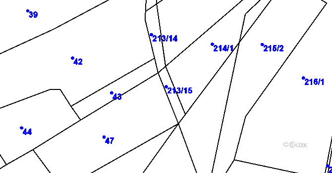 Parcela st. 213/15 v KÚ Medlov u Zborovic, Katastrální mapa