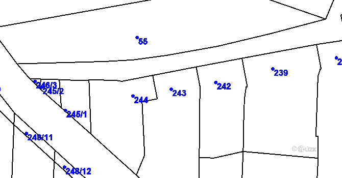 Parcela st. 243 v KÚ Medlov u Zborovic, Katastrální mapa