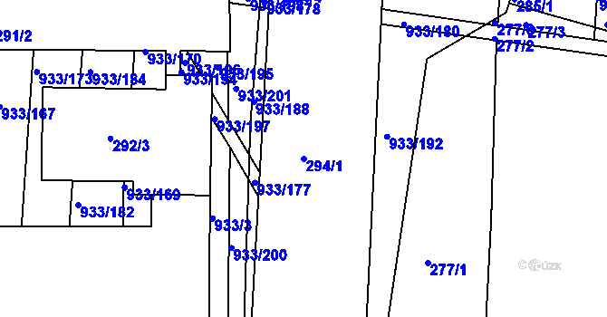 Parcela st. 294/1 v KÚ Medlov u Zborovic, Katastrální mapa