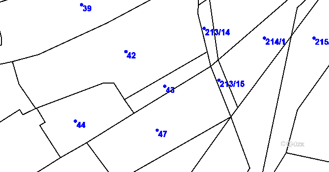 Parcela st. 43 v KÚ Medlov u Zborovic, Katastrální mapa