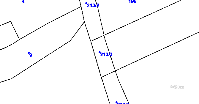 Parcela st. 213/3 v KÚ Medlov u Zborovic, Katastrální mapa