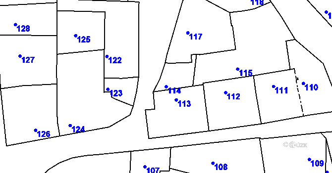 Parcela st. 114 v KÚ Medlov u Zborovic, Katastrální mapa