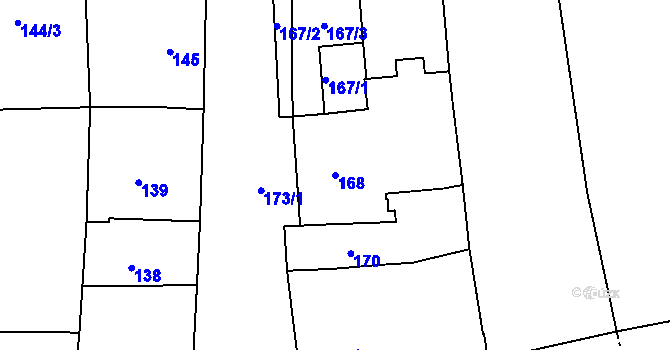 Parcela st. 168 v KÚ Medlov u Zborovic, Katastrální mapa