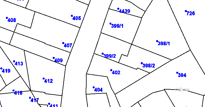 Parcela st. 399/2 v KÚ Zborovice, Katastrální mapa