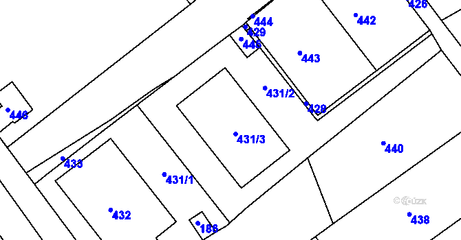 Parcela st. 431/2 v KÚ Zborovice, Katastrální mapa