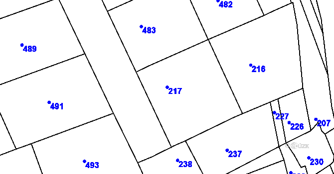 Parcela st. 217 v KÚ Zborovice, Katastrální mapa