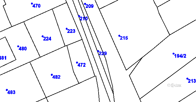Parcela st. 229 v KÚ Zborovice, Katastrální mapa