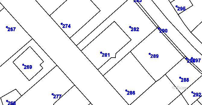 Parcela st. 281 v KÚ Zborovice, Katastrální mapa