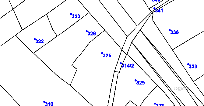 Parcela st. 325 v KÚ Zborovice, Katastrální mapa