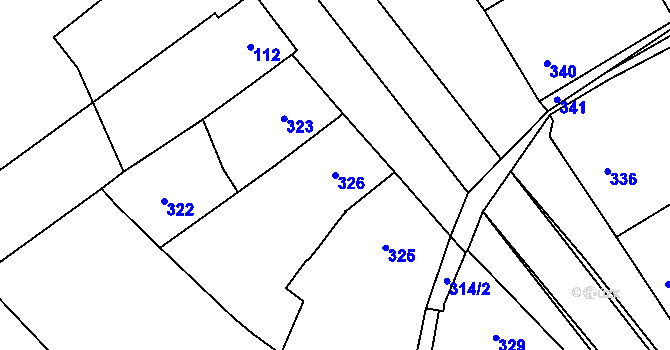 Parcela st. 326 v KÚ Zborovice, Katastrální mapa
