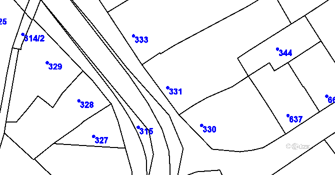 Parcela st. 331 v KÚ Zborovice, Katastrální mapa