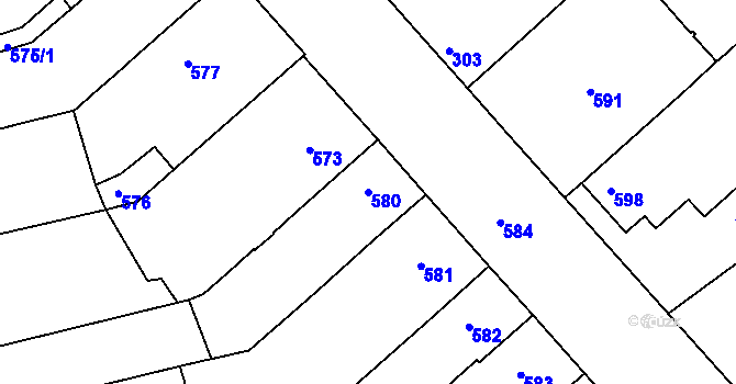 Parcela st. 580 v KÚ Zborovice, Katastrální mapa