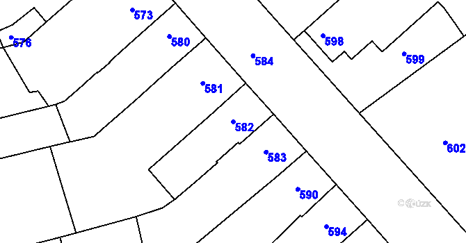 Parcela st. 582 v KÚ Zborovice, Katastrální mapa