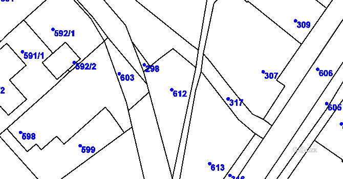 Parcela st. 612 v KÚ Zborovice, Katastrální mapa