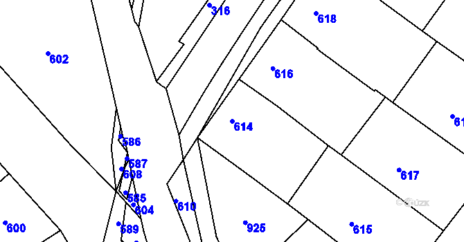 Parcela st. 614 v KÚ Zborovice, Katastrální mapa