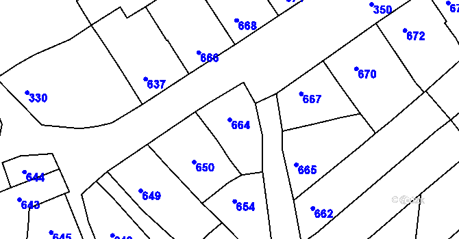 Parcela st. 664 v KÚ Zborovice, Katastrální mapa