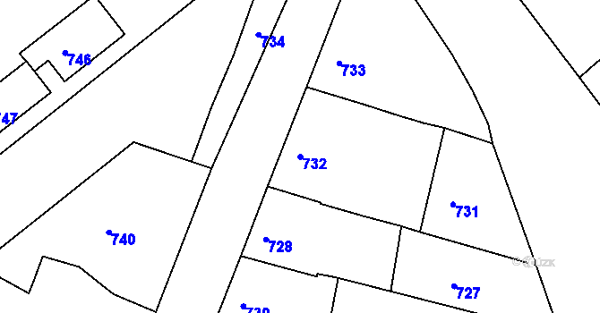 Parcela st. 732 v KÚ Zborovice, Katastrální mapa