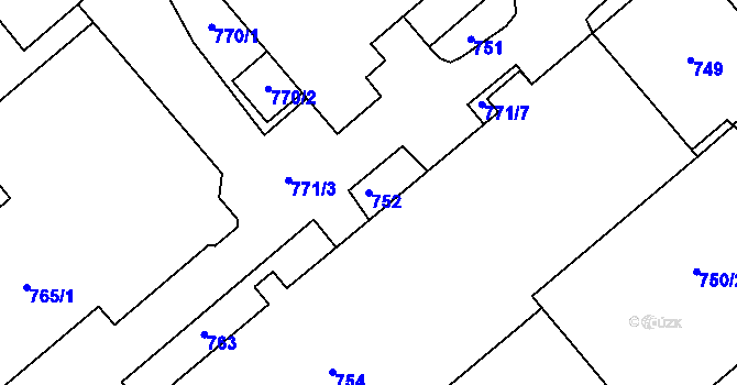 Parcela st. 752 v KÚ Zborovice, Katastrální mapa