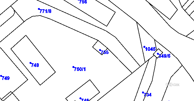 Parcela st. 755 v KÚ Zborovice, Katastrální mapa