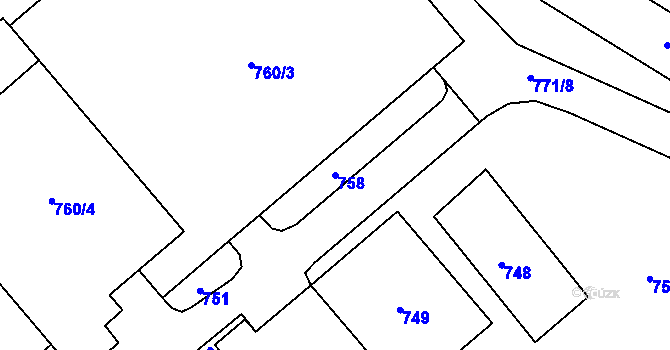 Parcela st. 758 v KÚ Zborovice, Katastrální mapa