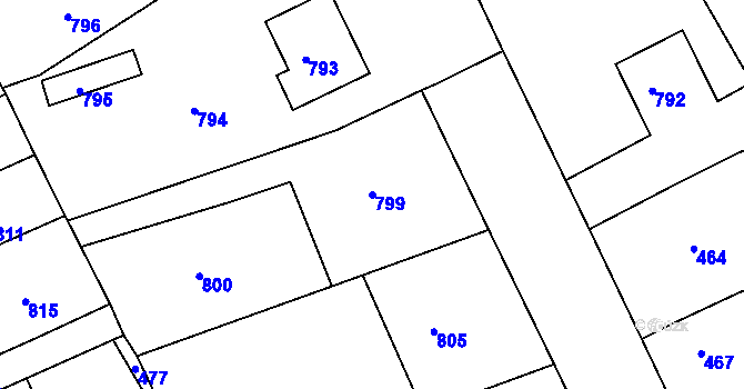 Parcela st. 799 v KÚ Zborovice, Katastrální mapa