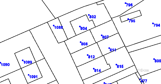 Parcela st. 808 v KÚ Zborovice, Katastrální mapa