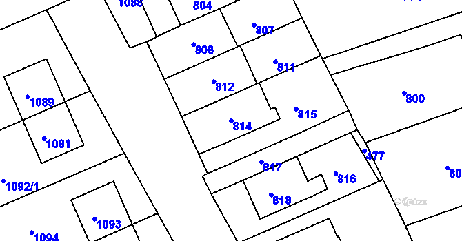 Parcela st. 814 v KÚ Zborovice, Katastrální mapa