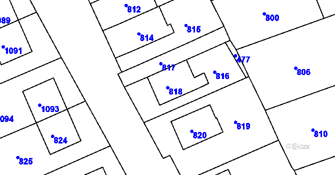 Parcela st. 818 v KÚ Zborovice, Katastrální mapa