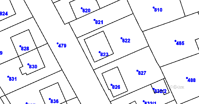 Parcela st. 823 v KÚ Zborovice, Katastrální mapa