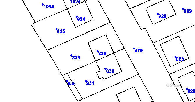 Parcela st. 828 v KÚ Zborovice, Katastrální mapa