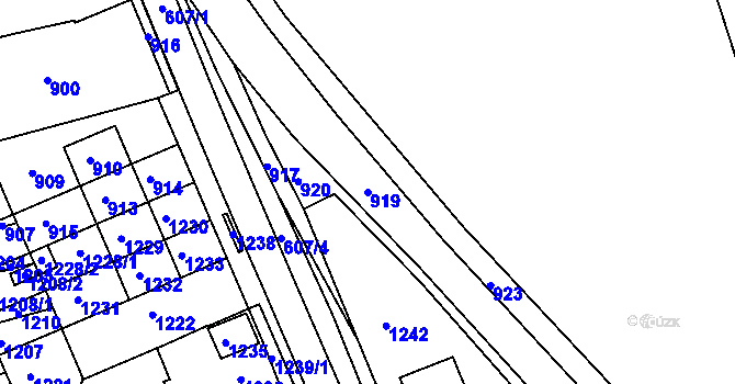 Parcela st. 919 v KÚ Zborovice, Katastrální mapa
