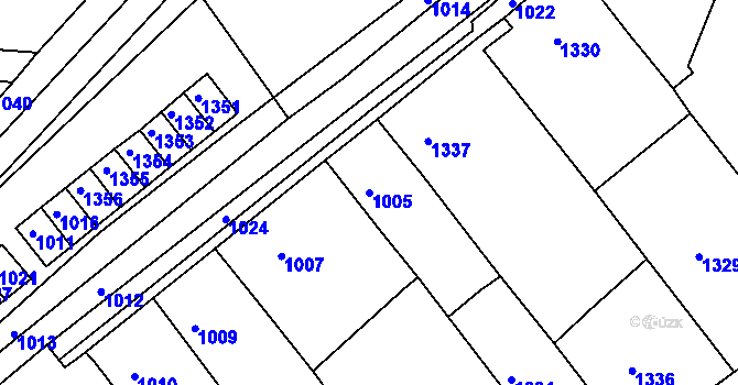 Parcela st. 1005 v KÚ Zborovice, Katastrální mapa