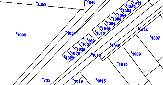 Parcela st. 1027 v KÚ Zborovice, Katastrální mapa
