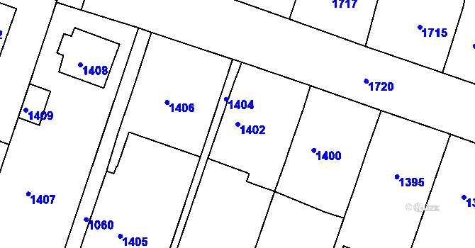 Parcela st. 1402 v KÚ Zborovice, Katastrální mapa